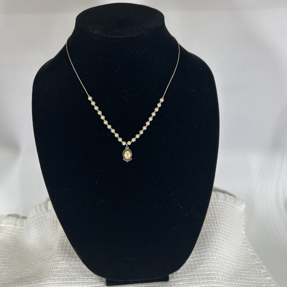 Vtg QTC 925 Silver Opalite Southwestern Liquid Silver Chain Necklace 9"